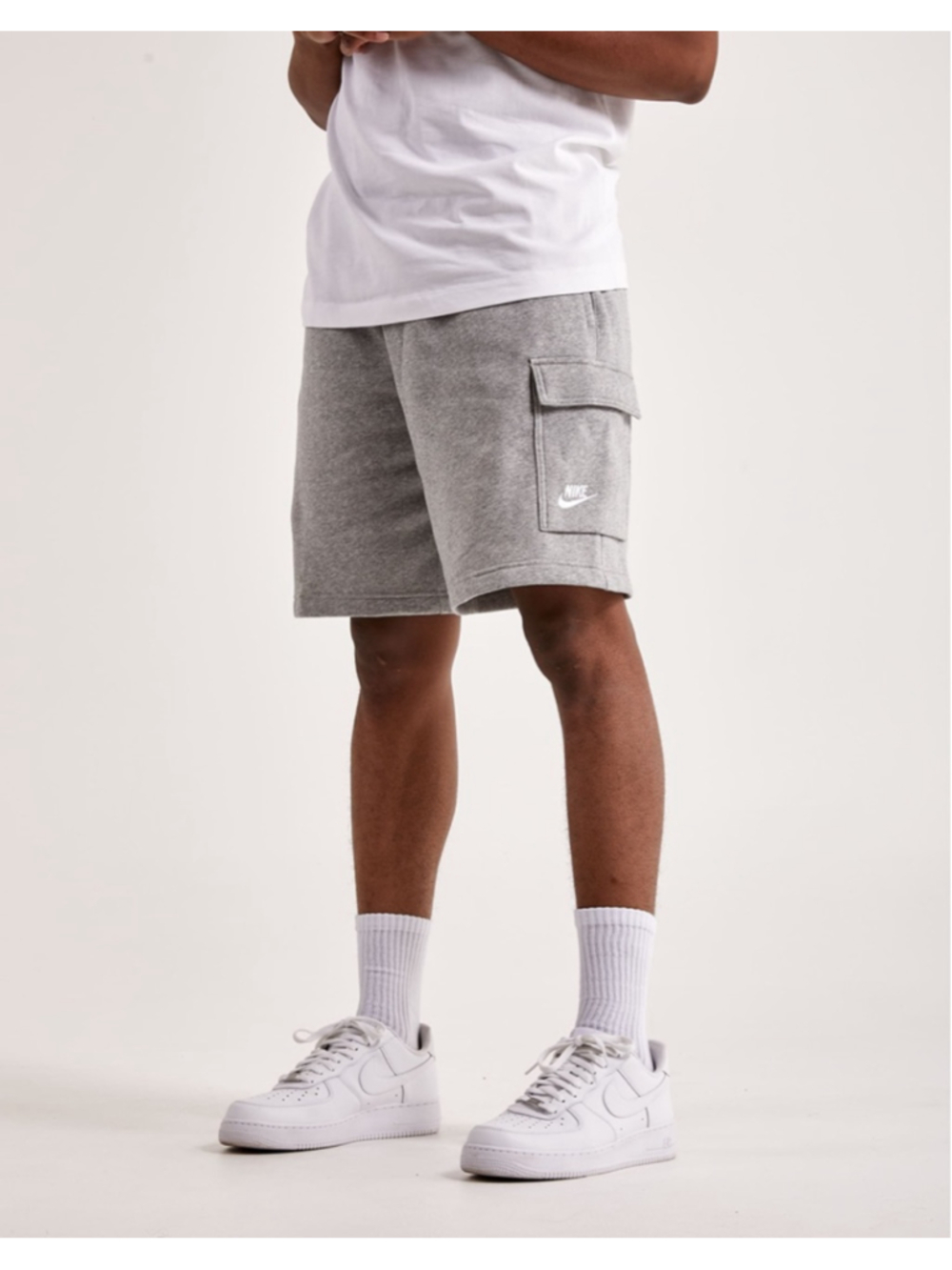 NIKE CLUB CARGO SHORTS gray sweat athletic shorts men’s size large